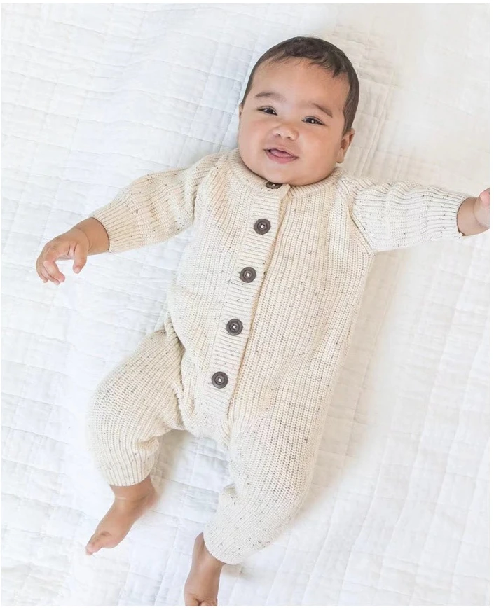 

Baby Knitted Jumpsuit Sweater Spring and Autumn Baby Clothes Cotton Rompers Outer Wearing Newborn Clothes