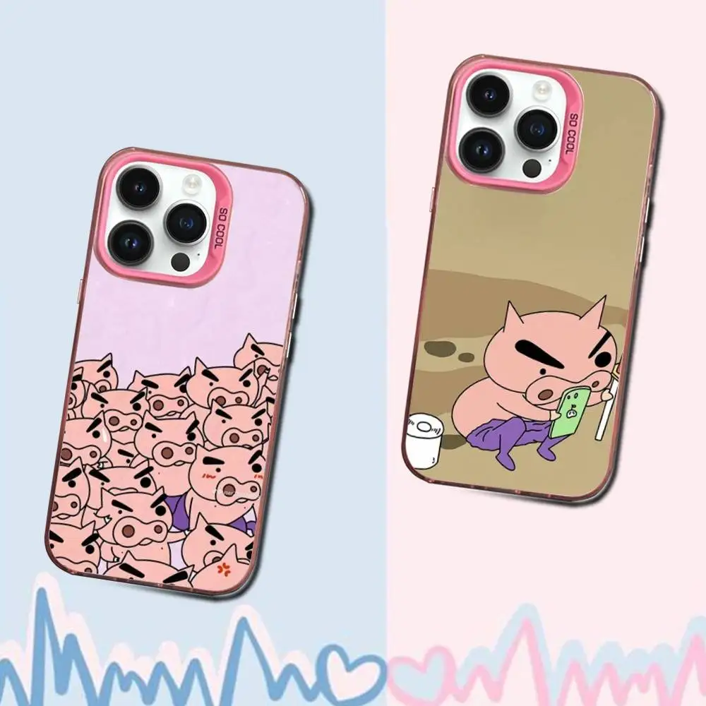 

B-Buriburizaemon Pig Phone Case For iPhone 16,15,14,13,12,11,Mini,Pro,SE,MAX Pink Matte Silicone Cover