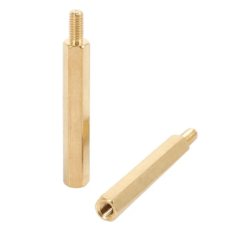 DT17 60Pcs M3 30mm Brass Male Female PCB Spacer Hex Stand-Off Pillar Gold Tone for Motherboard Support