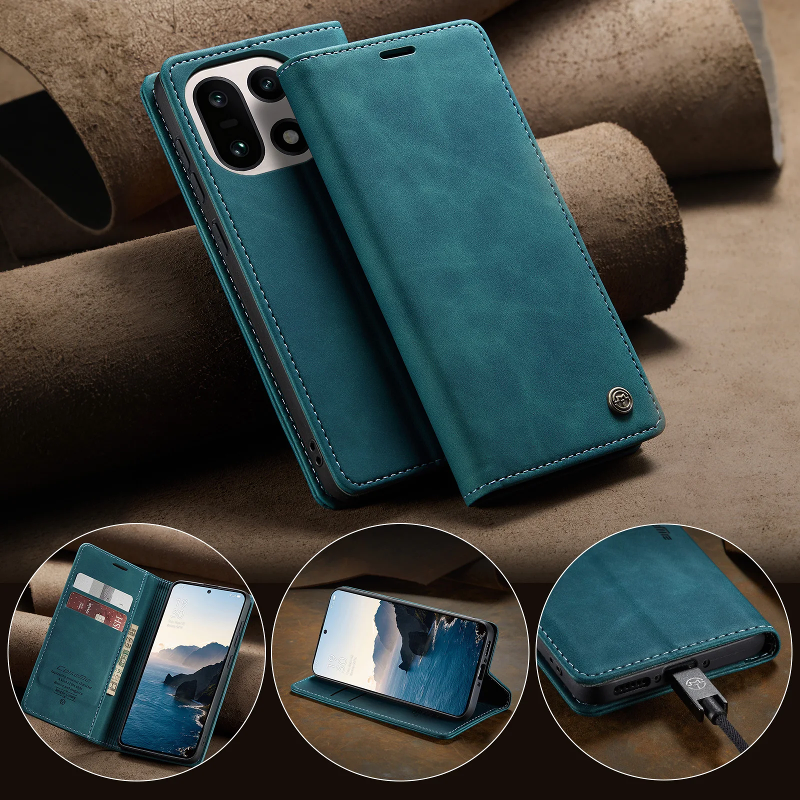 

Caseme-013 For Oneplus 15, Book Style Flip PU Leather Wallet Case Card Slot Pocket Pouch Bag Stand Phone Full Cover Skin