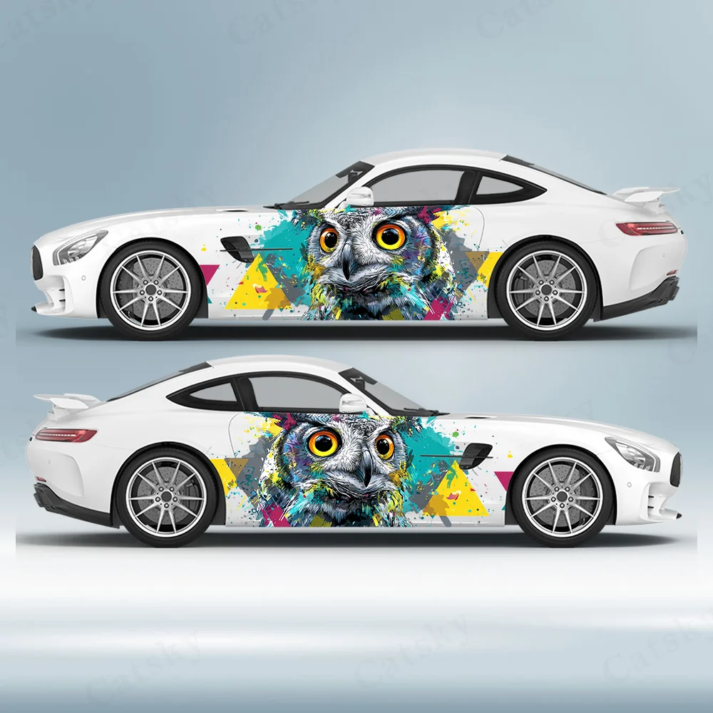 

Color Owl Splash Car Vinyl Wraps Decal Self-adhesive PVC Anti Scratch Sticker Suitable for Trucks SUV Decor Auto Accessories