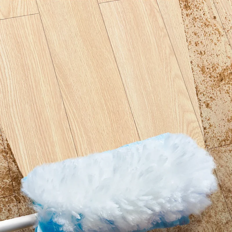 منفضة شديدة التحمل بمقبض واحد و6 عبوات للاستعمال مرة واحدة، رأس منفضة تنظيف متعددة الأسطح للغبار المنزلي