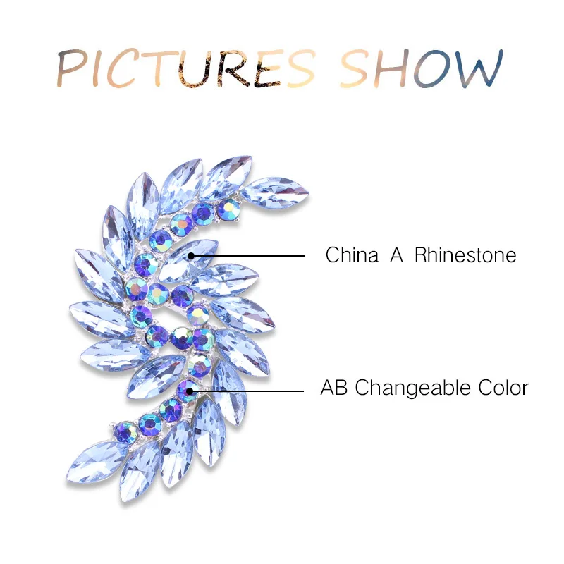 TANGTANG Brooch Elegant Fashion Blue Crystal Rhinestone Silver Plated Statement Double Spiral Brooches Pins For Women BH7615
