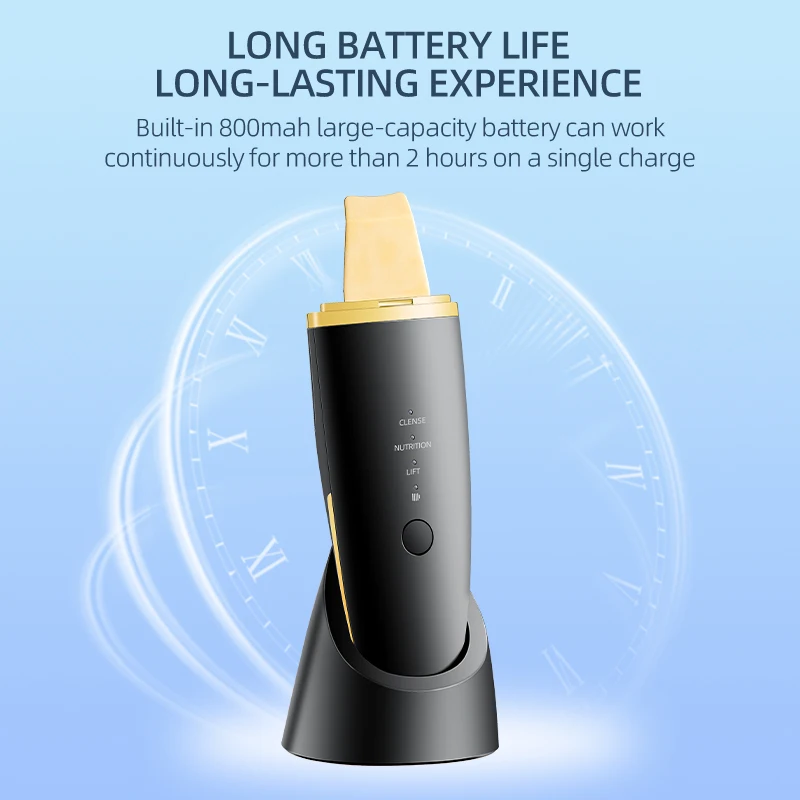 Nieuwe Ultrasone Huid Scrubber Trillingen Gezicht Spatel Comedondrukker Schop Schoon Cavitatie Peeling Facial Lifting EMS Machine