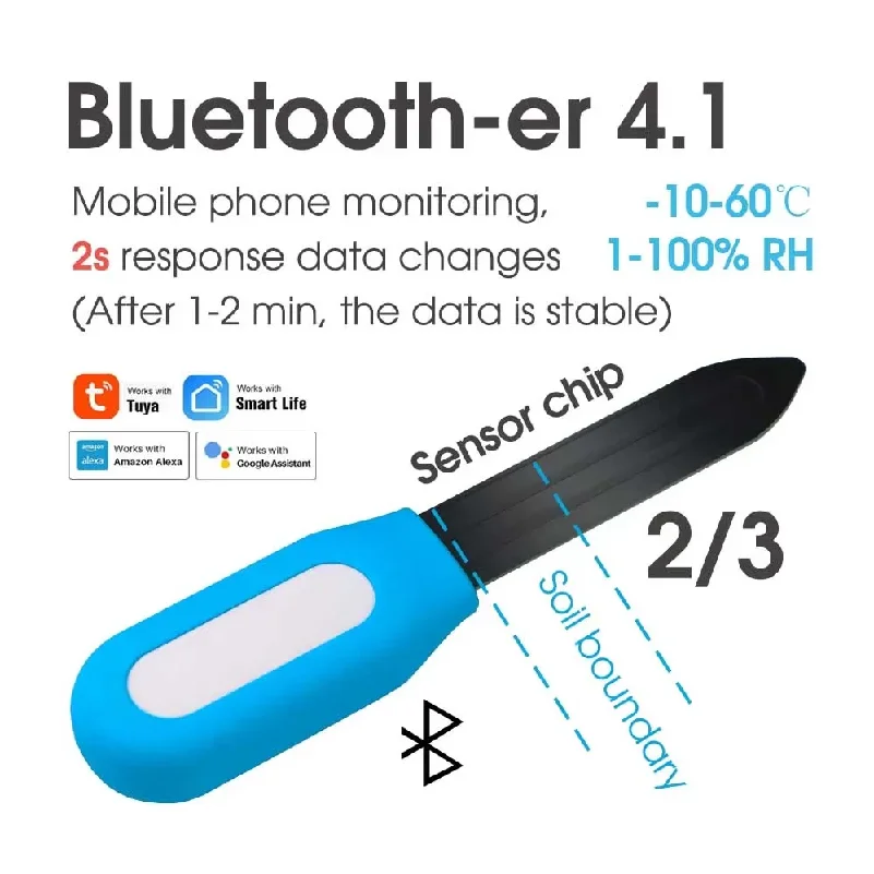 WiFi Bluetooth-compatible Plant Monitor Soil Tester Smart Track Intelligent Sensor for Garden Lawn Moisture Temperature Detector