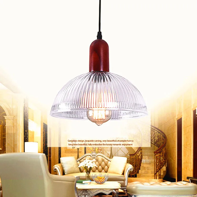 

Japanese-style Wood Art Glass Pendant Lights Retro Living Room Restaurant Cafe Bar Entrance Dining Hanging Lamp