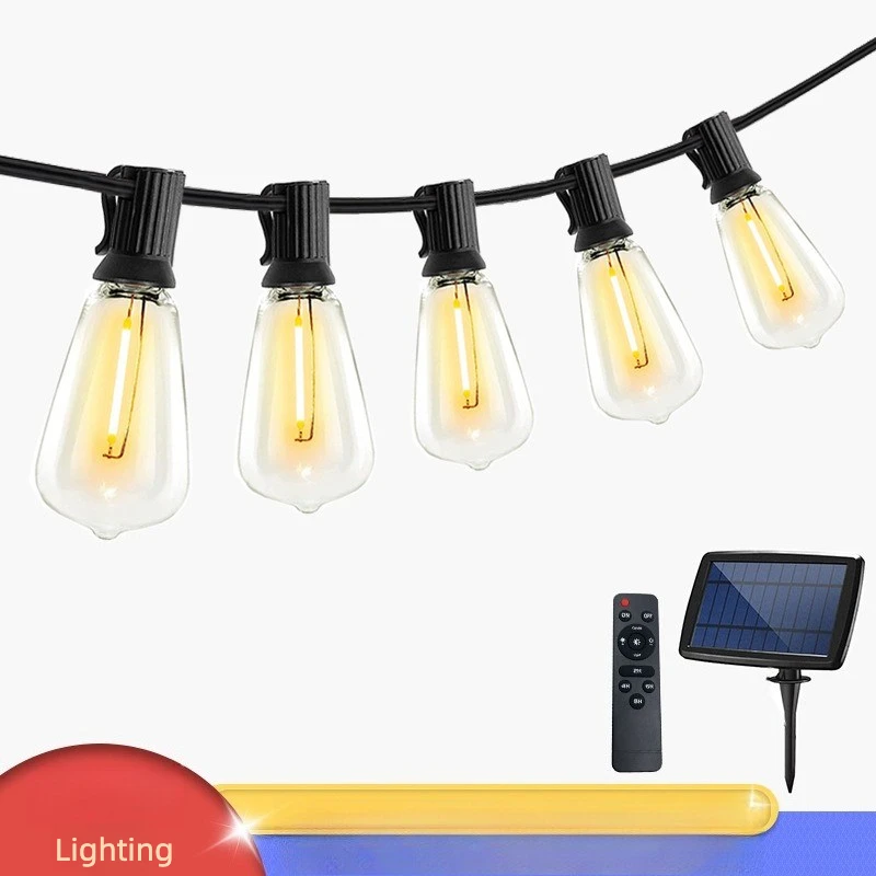 St38 solar light string, retro outdoor camping ambient light, halloween decorative light string