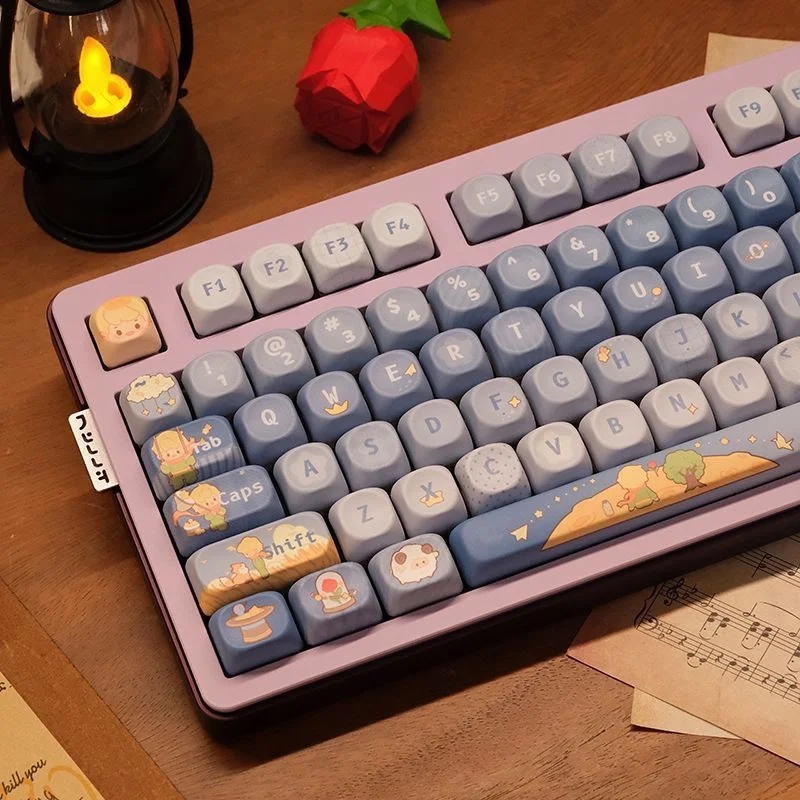 Custom Starry Sky Little Prince PBT Five-Side Dye-Sub Keycaps,MOA Profile,Unique High-End Look,for MX Switch Mechanical Keyboard