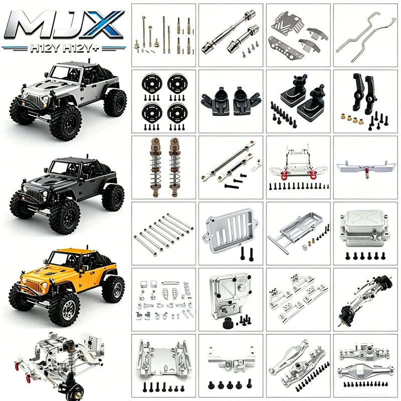MJX Hyper Go H12Y H12Y+ 1/12 4WD RC Auto Metall-Upgrade-Zubehör - Spurstangen Stoßdämpfer Stoßfänger Antriebswelle Lenkungsgelenk