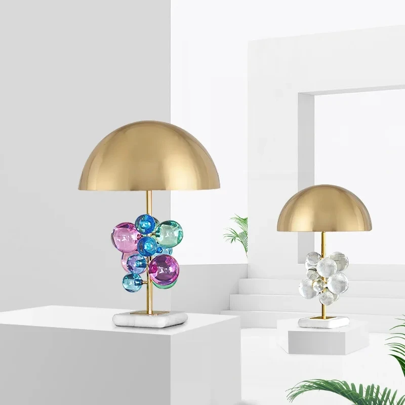 

Globo Table Lamp Creative Italian Designer Mushroom Lamp Romanti Colorful Glass Ball Lamp for Living Room Bedroom Reading