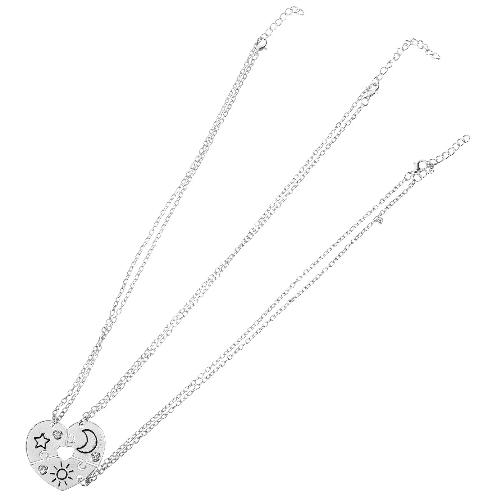 

3 Pcs Matching Necklace Sun and Moon Pendant Couples Necklaces Friendship Jewelry