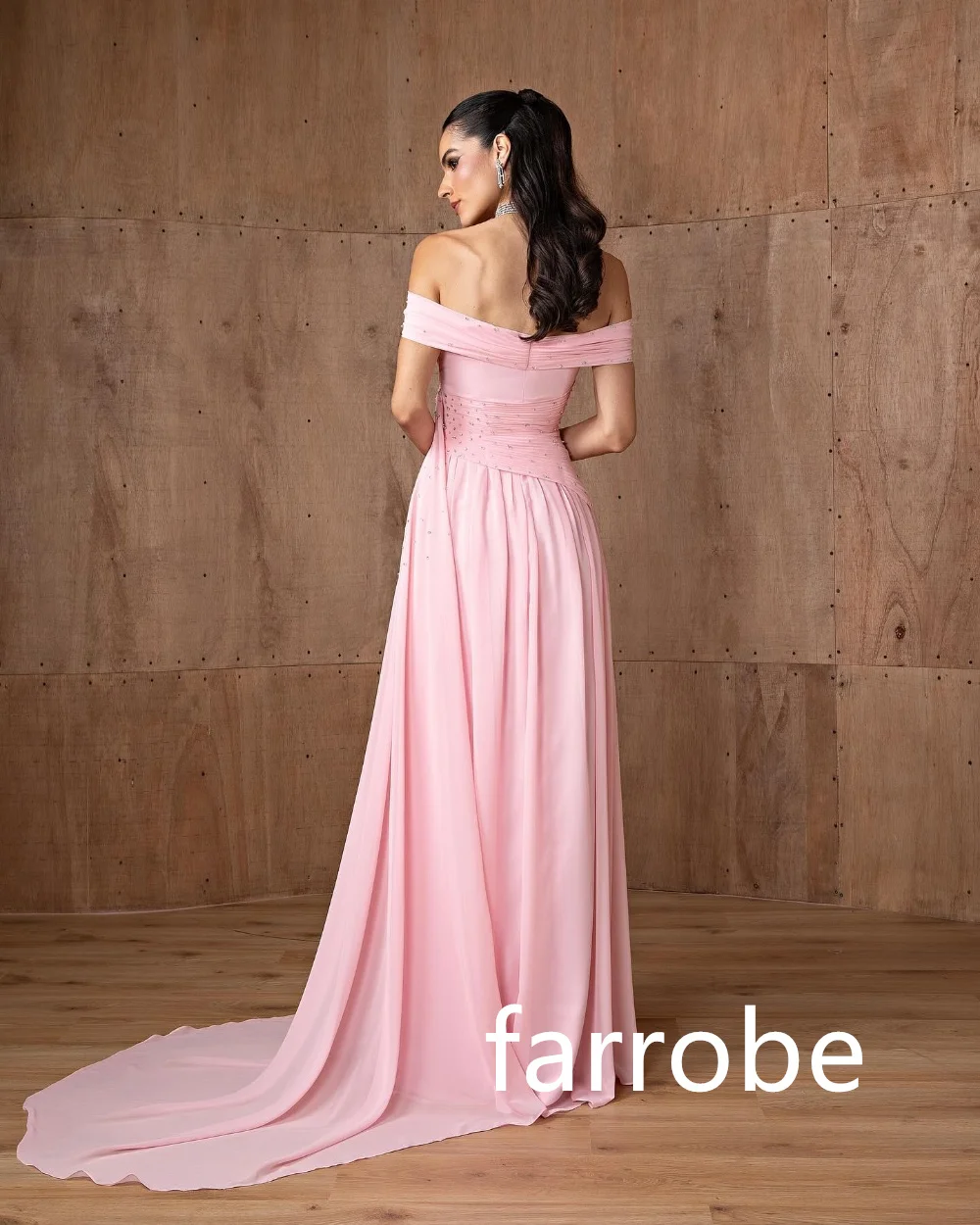 Customized Casual Chiffon Pleat A-line Off-the-shoulder Long Dresses Bespoke Occasion Dresses Classic Exquisite Modern Style Pas