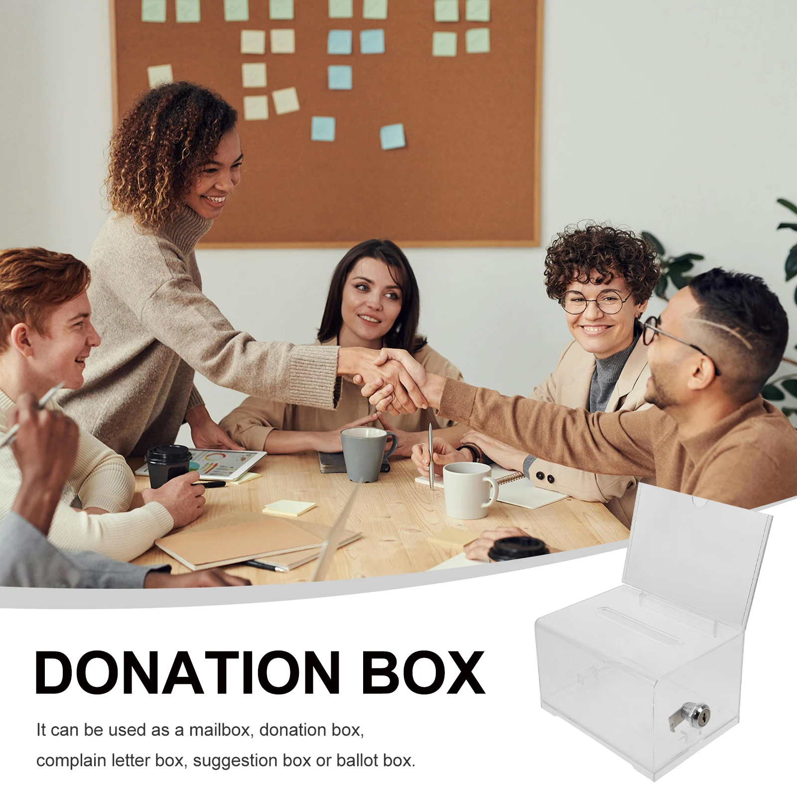 

Acrylic Donation Boxes Clear Ballot Box with Lock for Charity Fundraising Suggestion Letter Container Transparent Storage