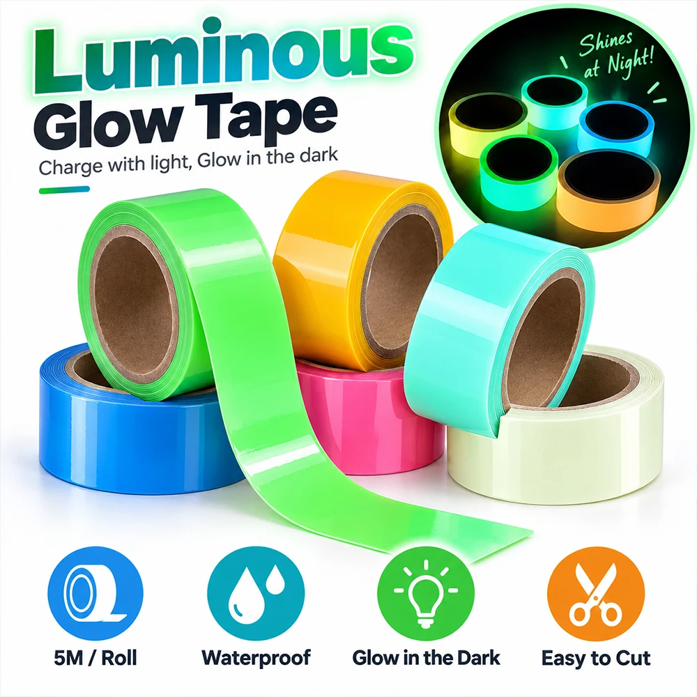 Luminous Tape 5 Meters Self-adhesive Glow Emergency Logo In The Dark Safety Stage Stickers Home Decor Party Supplies Decorative