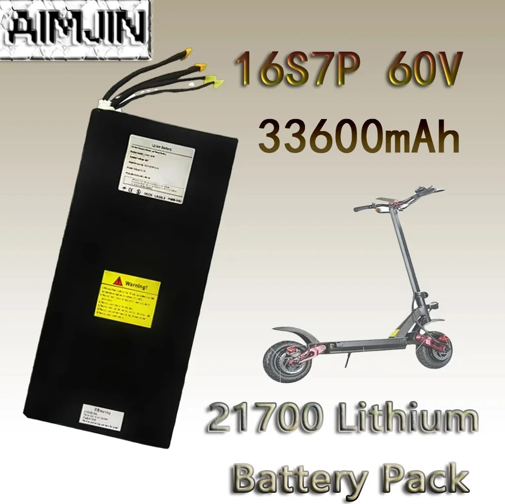 

Battery Pack 21700 for Tools Battery Electric Bike Dual Drive Scooter 16S7P 60V 33.6Ah Li-ion Rechargeable
