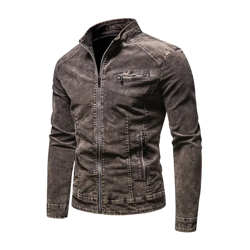 Veste décontractée en denim vintage pour hommes, monochromatique, vêtements d'automne, nouveau