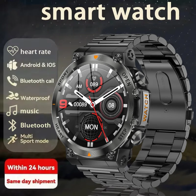 

Military Smart Watch for Men 1.39" HD Fitness Watches Heart Rate/Sleep Monitor Bluetooth call 100+ Sports Mode IP68 Waterproof