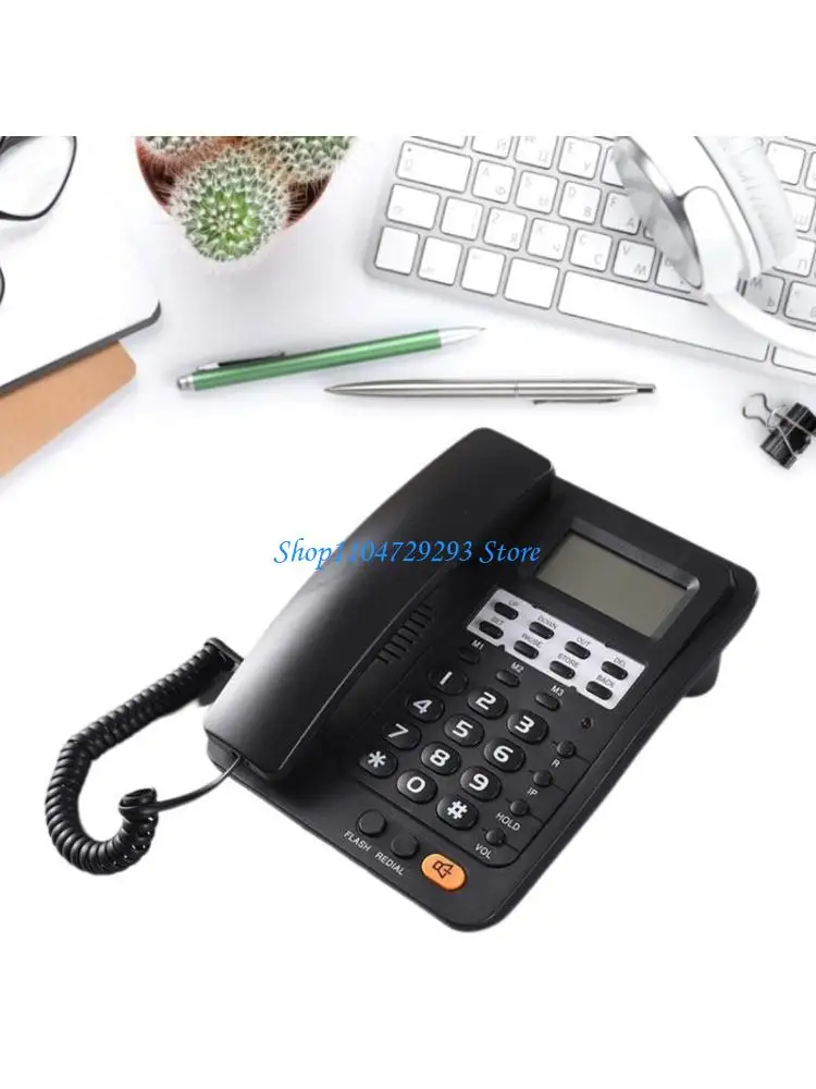 Y2GD Corded Telephone with Display English Phone Can Be Added withLogo Office Phones Perfect for Office Home or Hotel