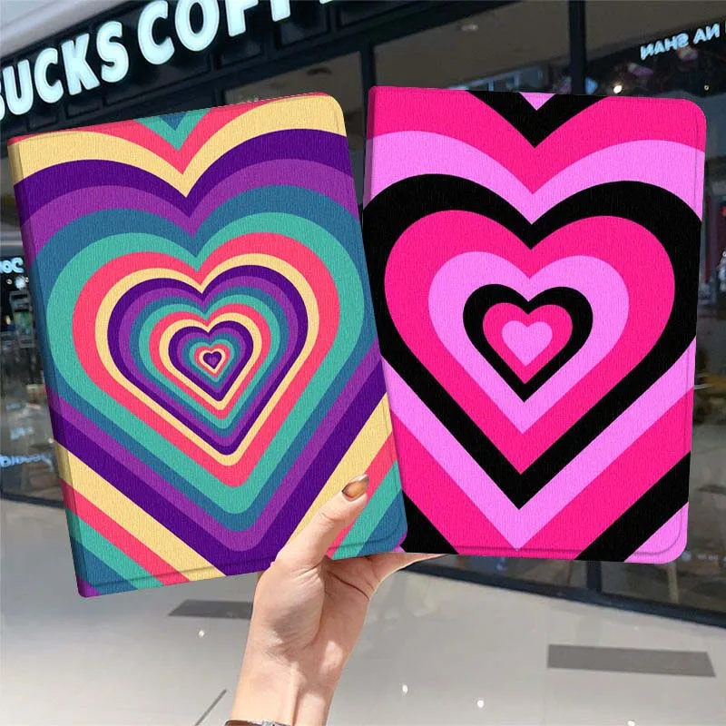 

Color Heart Shaped Pattern Cover For iPad Pro Air Mini 1 2 3 4 5 6 7 7th 8th 9th 10th 11th 10.2 9.7 10.5 10.9 11 Tablet Case