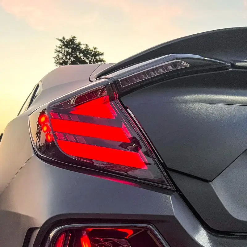 

Автомобильный задний фонарь в сборе для Honda Civic Hatchback 2016-2021, светодиодный тормоз, мерцающая вода, Plug and Play, задние фонари, задние фонари