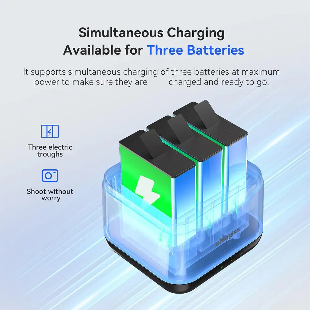 For Hero13 Battery Triple Charger Low Power Consumption SD Slots Battery Store Battery Charging Card Can Fast Three And T1S7