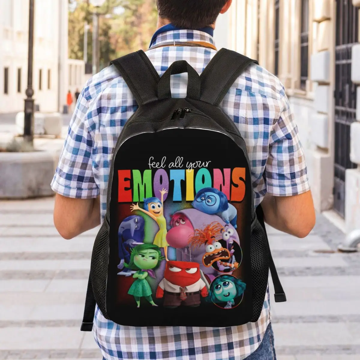 Custom Inside Out Feel Emotions Backpacks for Men Women Water Resistant College School Bag Print Bookbag