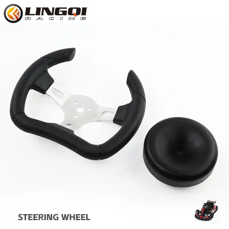 LINGQI Motorcycle Equipment Steering Wheel 240mm Black PU Universal 3 Spokes Accessories For Go Kart Drift Car Karting Racing