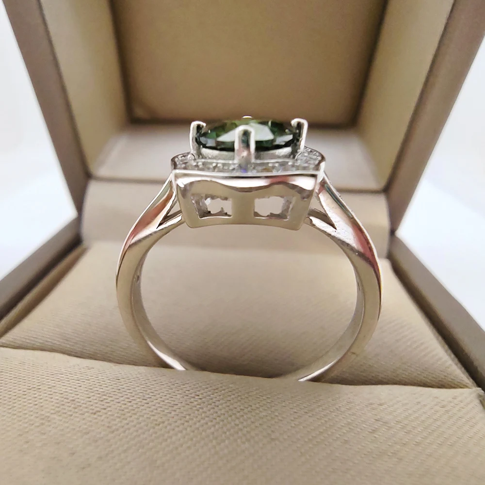 Luomansi S925 Square Silver Ring 1 Carat Yellow Green Blue Pink Moissanite Jewelry Pass Diamond Test Party Commemorative Gift