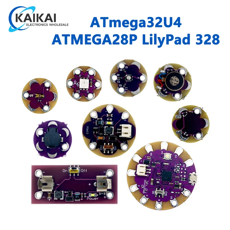 ATmega32U4 ATMEGA328P LilyPad 328 For Arduino DIY Kit Micro USB ATtiny85 LilyTiny Main Board Buzzer WS2812 RGB CR2032 TEMT6000