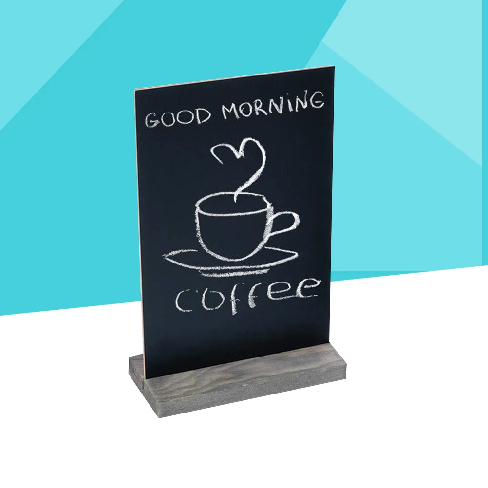 

22 x 15CM Message Board Display Sign Wooden Base Double-sided Price Tag Thicker Black Chalkboards Signs Memo Board (Black)