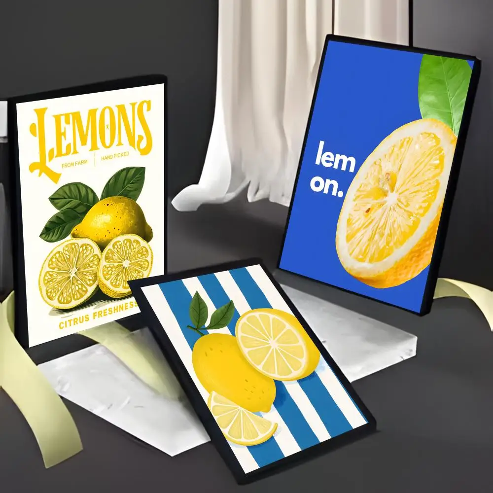 Zesty Bright L-Lemon Illustration Citrus Kitchen Decor Print Poster American Film Mural Home Childrens Room Wall Decor Print