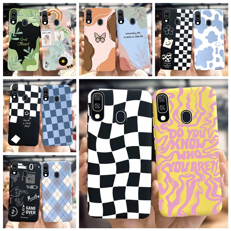 For Samsung A40 Case Luxury Lattice Art Painted Shockproof Bumper Soft Phone Cover For Samsung Galaxy A40 Funda A 40 A405F Coque