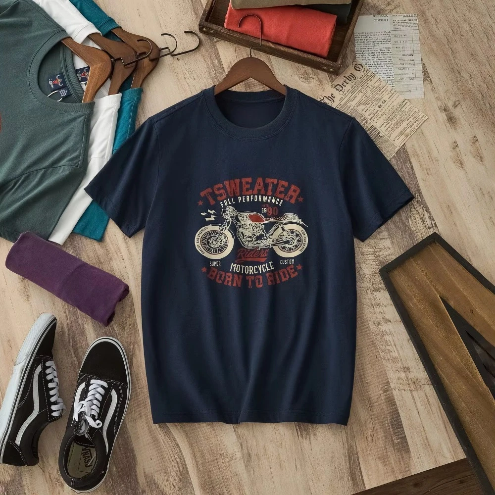 2026 Vintage Motorcycle Graphic T-Shirt Kids Adults Retro Biker Born To Ride Print Crew Neck Short Sleeve Casual Tee