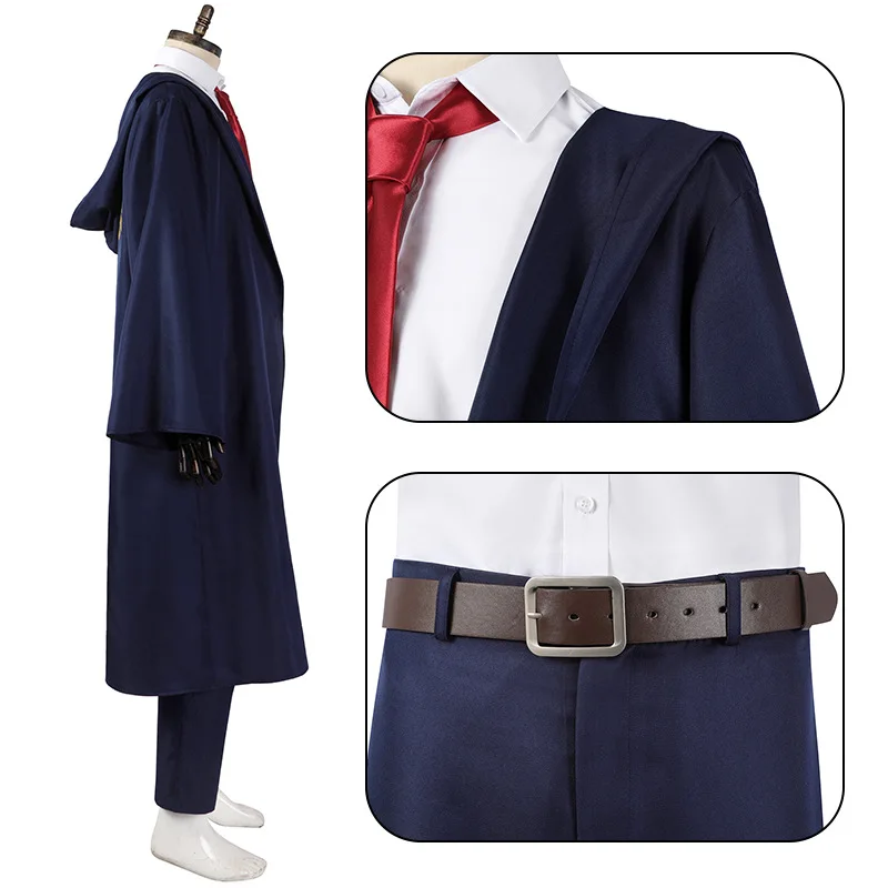 Disfraz de Cosplay de Mashle Magic and Muscles para hombres, traje de Anime Burnedead, peluca, gabardina, uniforme escolar negro