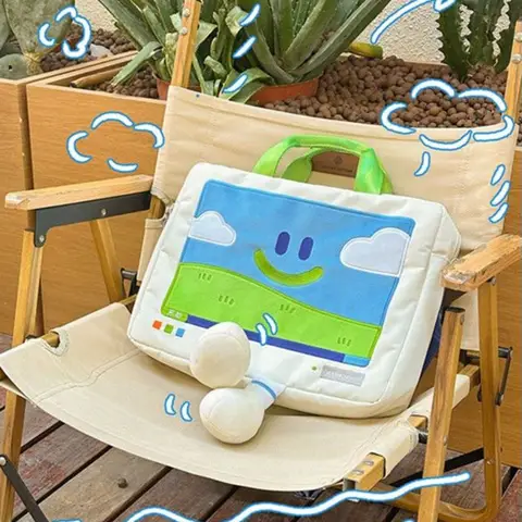 Rolig tecknad leende ansikte axelväska för studenter All-Match broderad laptopväska Moderiktiga storkapacitetsväskor 10 best sales bokformad väska - №7