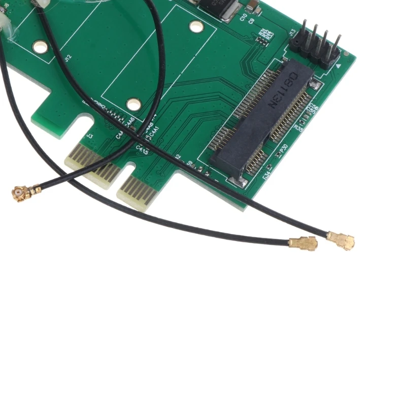 Draadloze WiFi-netwerkkaart Mini PCI-Express PCI-E naar PCI-E 1X Desktopadapter met 3 antennes voor computer