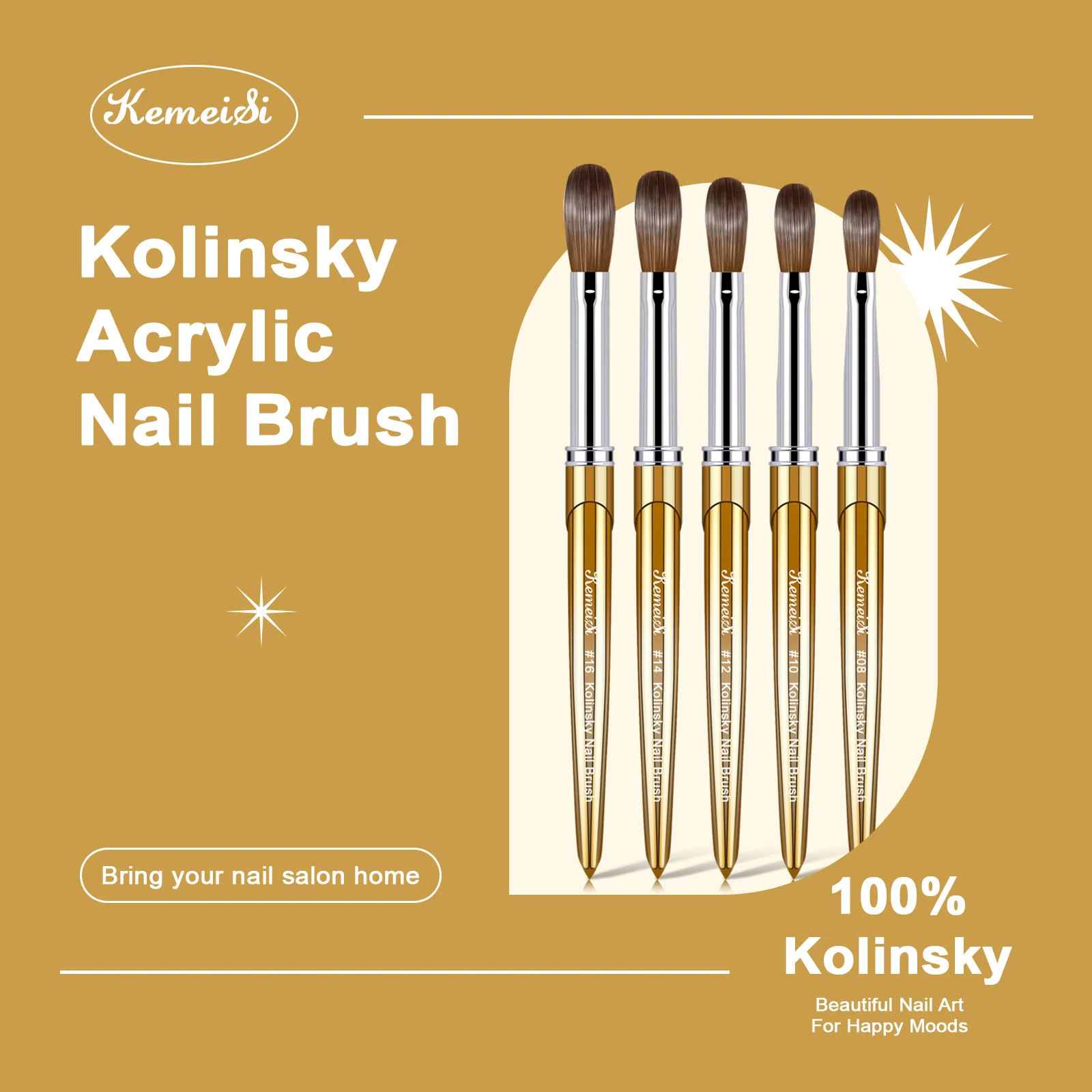 Kolinsky Sable Acrylic Brush Crimped UV Gel Carving Pen Liquid Powder DIY Manicure Nail Drawing Hot Pink Art Brushes Tools