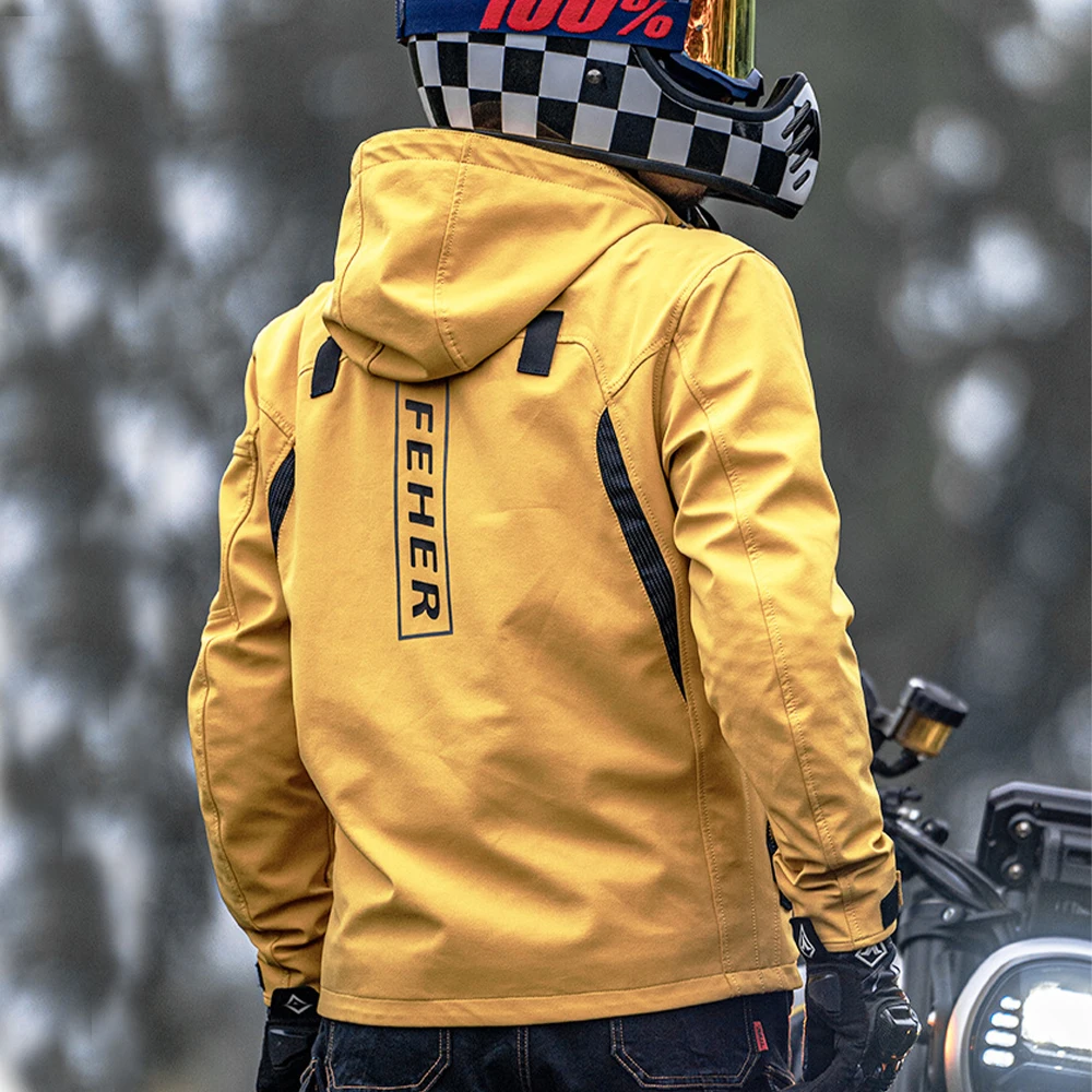 Chaqueta de motocicleta para hombre, ropa Unisex impermeable para exteriores, equipo de protección extraíble suave a prueba de viento para montar en