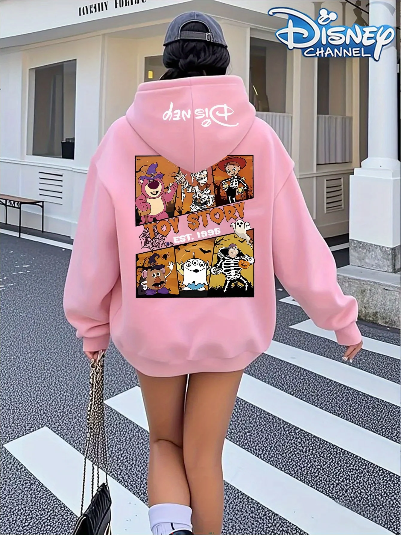 Disney Animation Series Sweet Cool abbinato alla moda Street Autunno/Inverno con cerniera Felpa con cappuccio oversize da donna per adulti