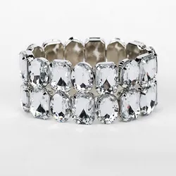 New Fashion Women's Bracelet Rhinestone Elastic Bracelet Wedding Party Decoration Wide Bracelet for Girls