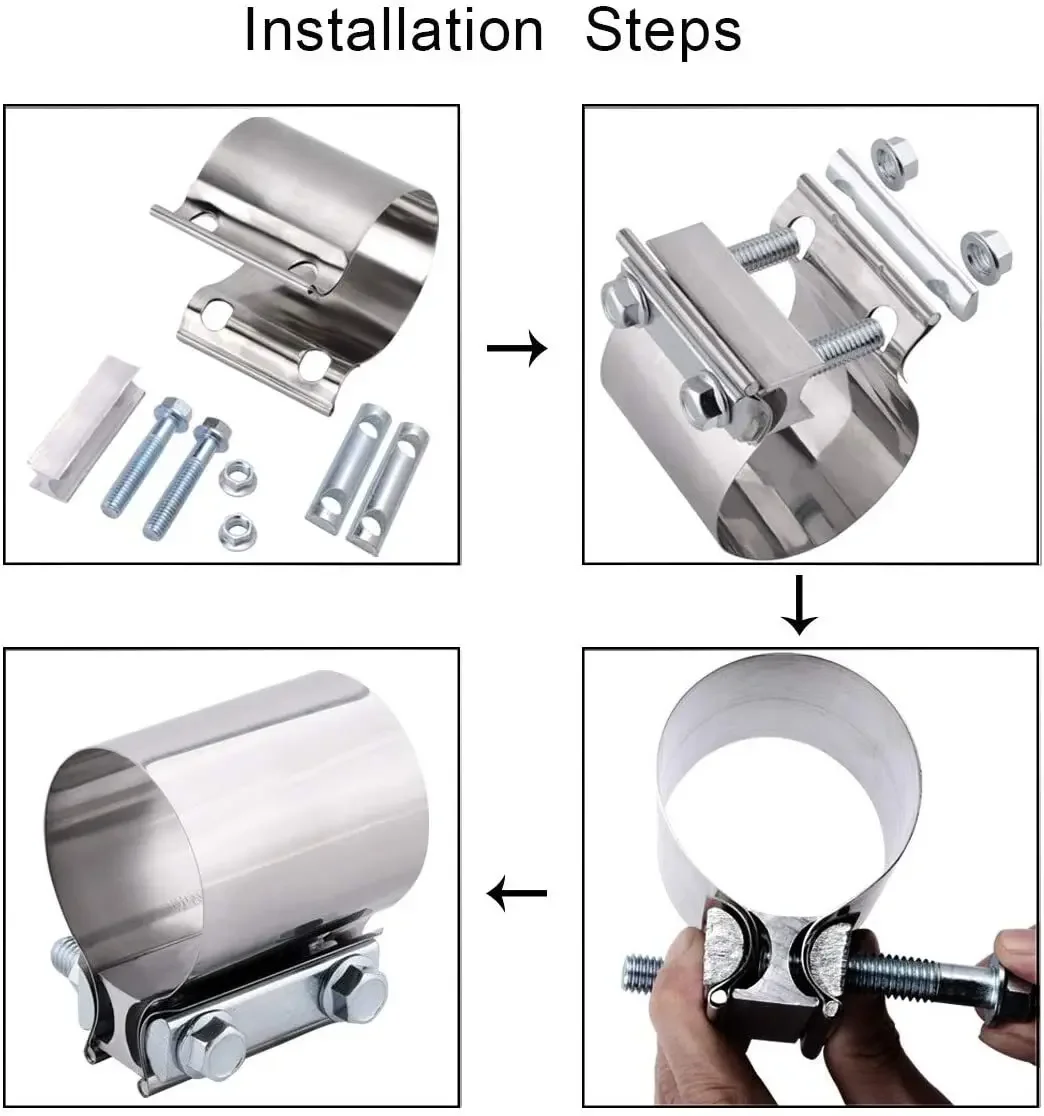 1 قطعة/2 قطعة 4 بوصة T304 الفولاذ المقاوم للصدأ بعقب مشترك الفرقة العادم المشبك كم المقرنة الفضة