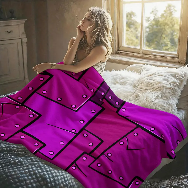 Purple Rivet Patches Flannel Blanket Warm Soft Halloween Christmas Decorative Couch Warm Cozy All-Season Gift