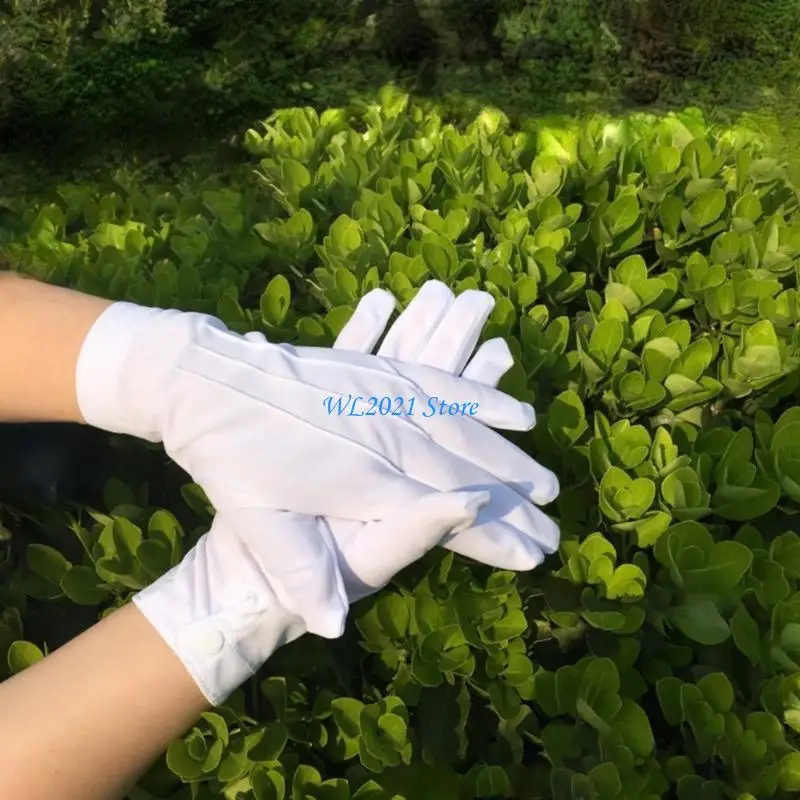 G5GC قفازات بيضاء للبالغين لحفلات الجنازة الرسمية والعروض التنكرية للهالوين #5