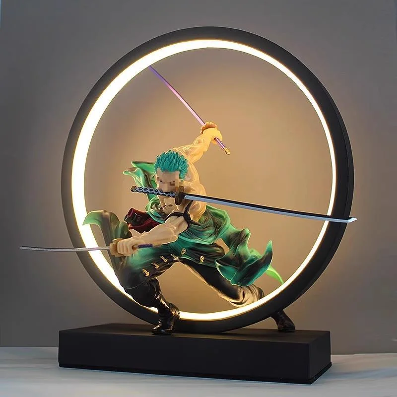 USB-Stecker in One Piece Zoro 3D-LED-Nachtlicht, Anime-Lampe, Licht, RGB, dimmbar, Tischleuchte, Schlafzimmer, Schreibtisch, dekoratives Geschenk, Anime-Fans