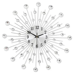 38/50cm Metal Crystal Sun Wall Clock Sunburst Large Interior Wall Clock Home Rooms Office Art Decor Background Wall Ornament