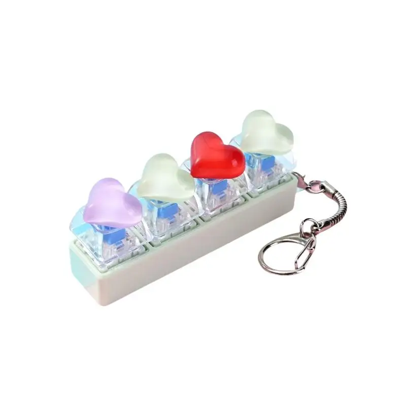 Anti-Stress-Fidget-Schlüsselanhänger, niedliches herzförmiges Tastatur-Design, Taschenanhänger, schönes kleines Geschenk für Klassenkameraden und Freunde – Detail 7