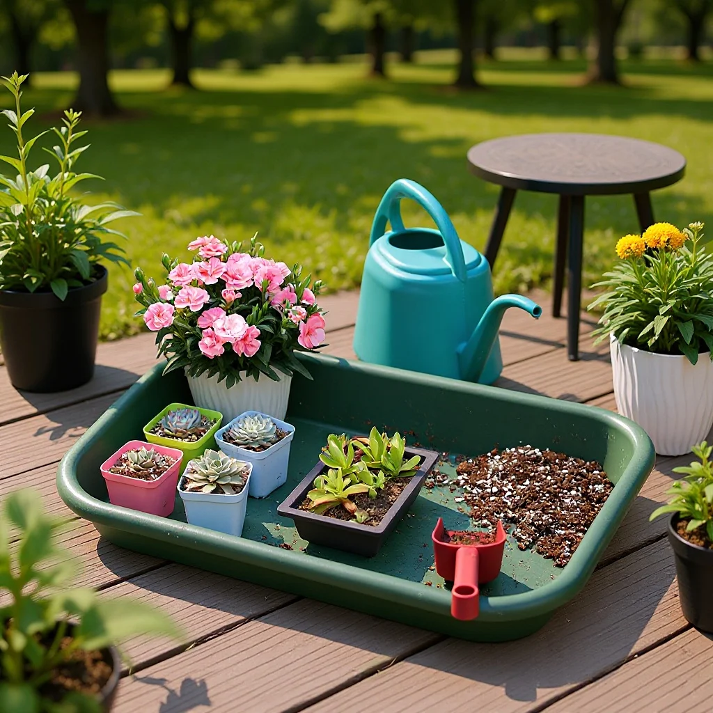 plant repotting tray, large waterproof gardening transplant tray, indoor succulent potting work table garden planting accessorie