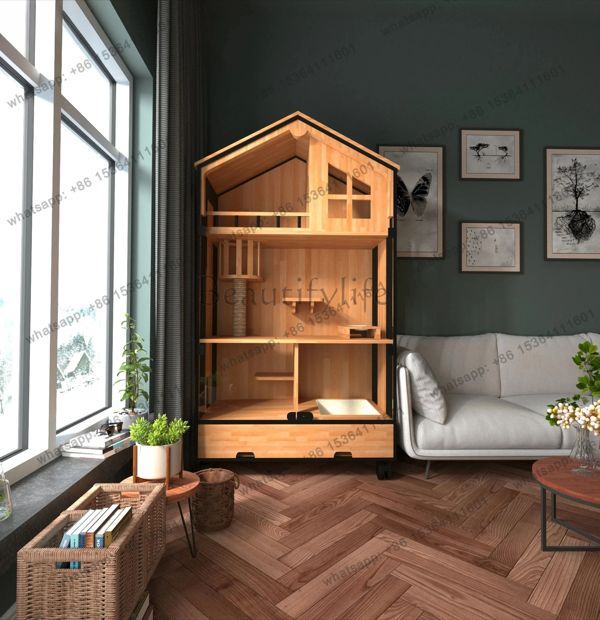new cat cage cat house indoor with toilet front and rear panoramic cabinet luxury cage glass cabinet