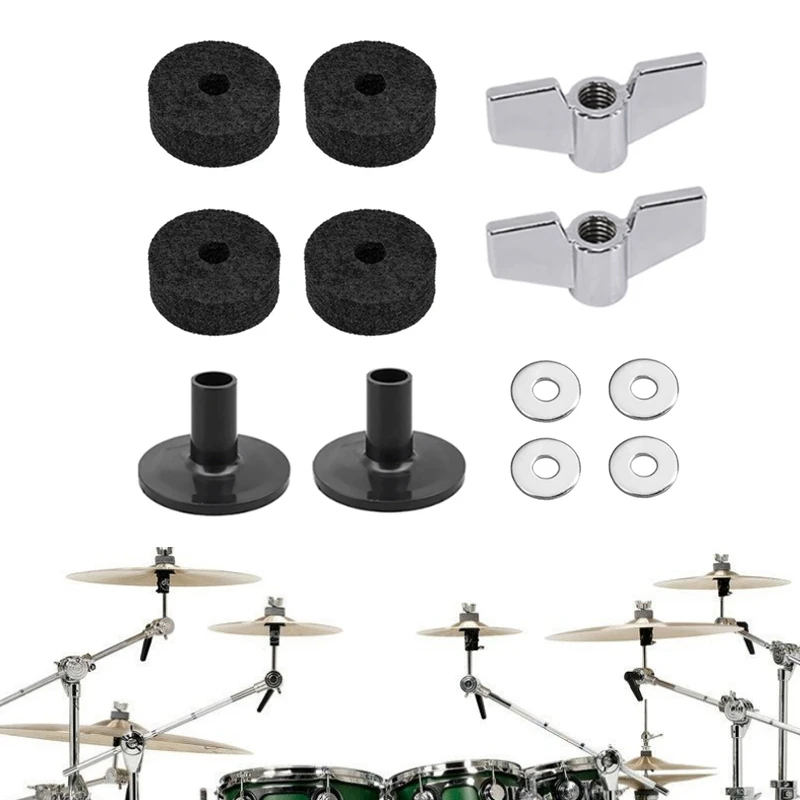 

12pcs Jazz Drum Cymbal Felt Pads Parts Drum Slices Felt Protection Percussion Accessories Replacement Kits with Cymbal Sleeves