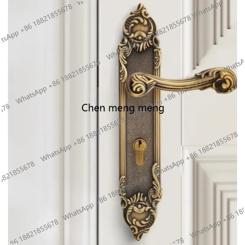 European Style Interior Door Lock Set - Magnetic Silent Brass Bedroom Lock for American Wood Doors & Double Doors